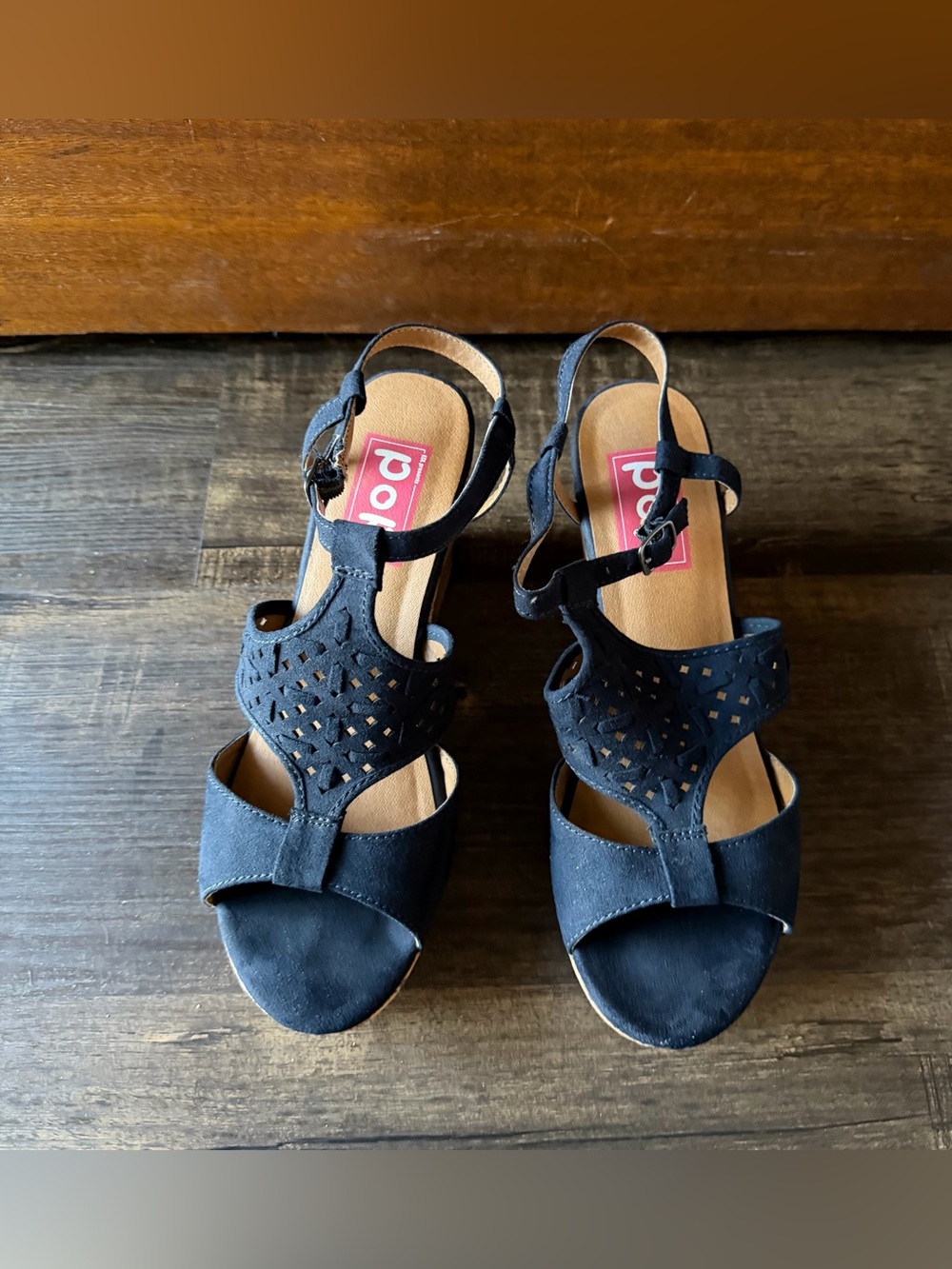 Pop Dareese Cork Wedge Platform Heels in Navy Size 9.5M - Picture 3 of 10